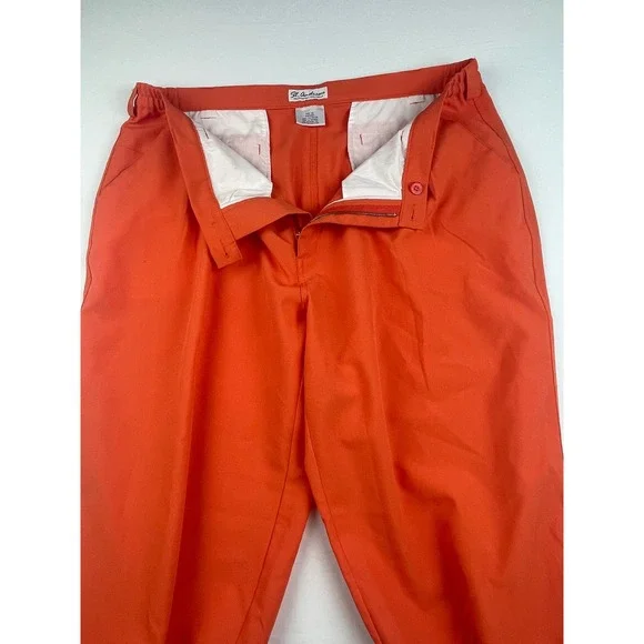 St Andrews Traditional Golfwear Mens Orange Pleated Knee Length Pants SZ42 00801 - Picture 3 of 9